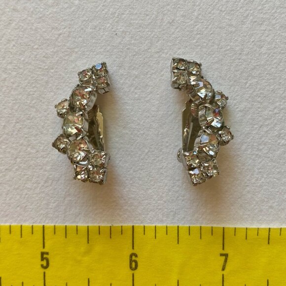 Vintage Rhinestone Ear Climber Clip On Earrings - Picture 5 of 5